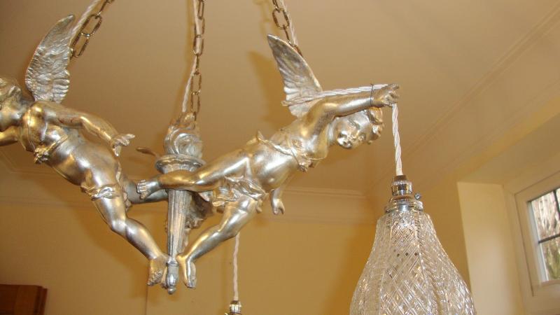 Unsigned | 3-Arm Cherub Hanging lamp, circa 1910-30 | SOLD - Image 4