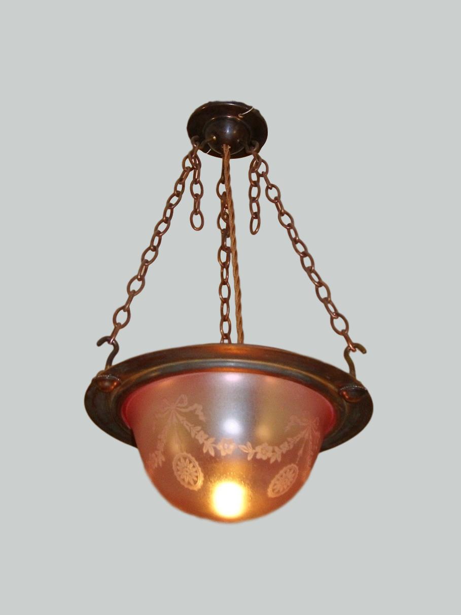 John Walsh Walsh | Small Cranberry-glass Plafonnier | England Early c.20th | SOLD