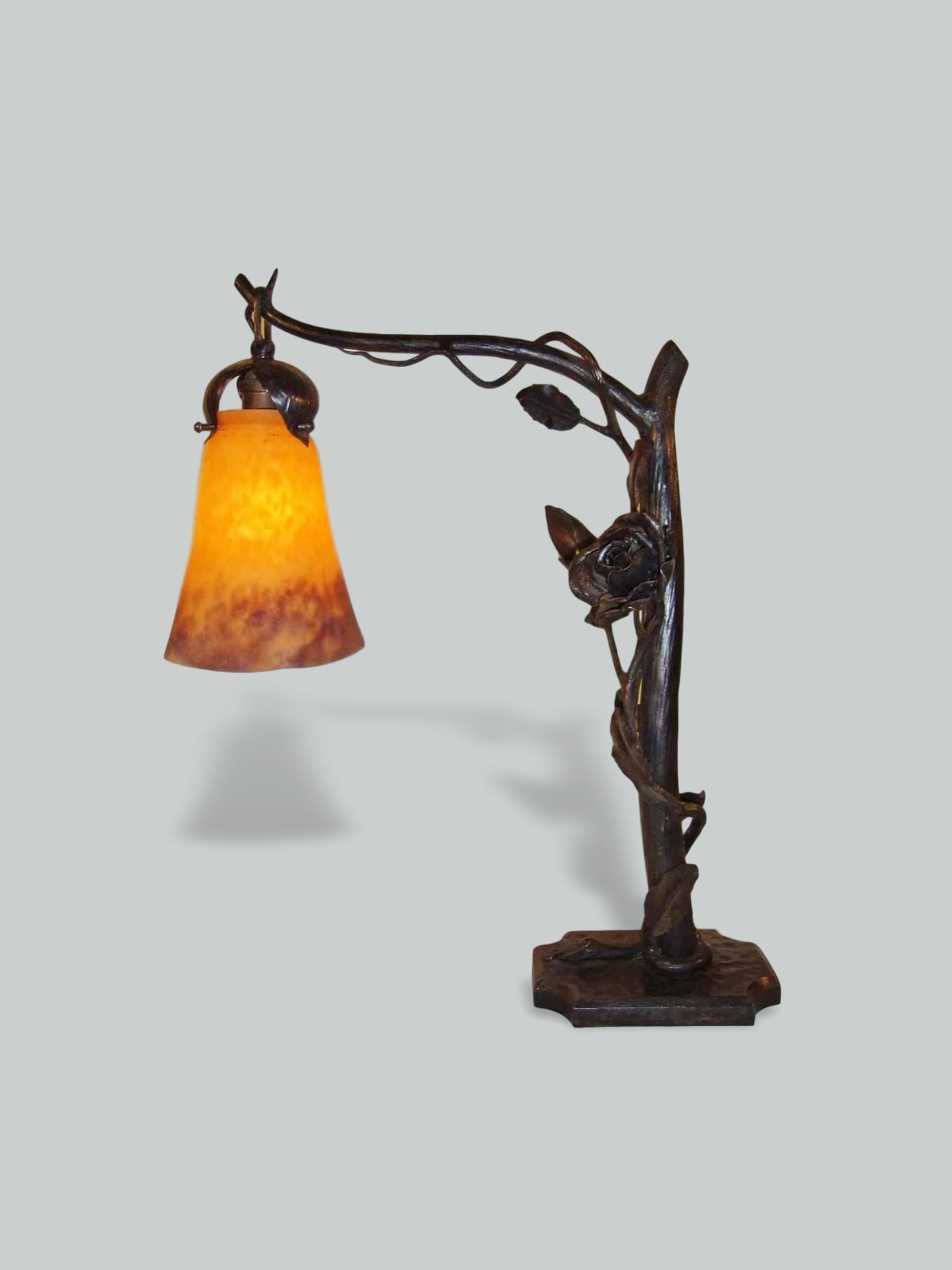 Style of François Carion & Muller Frères | Wrought-Iron Table Lamp | France c.1930