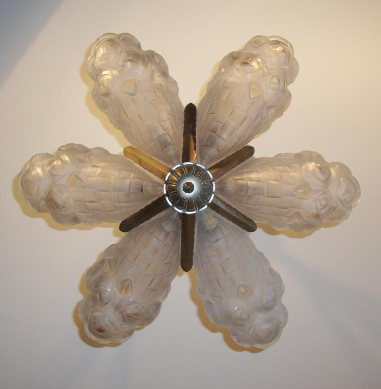 Verrerie D'art Degué | Nickelled-Bronze Art Deco Chandelier | France c.1925 - Image 6