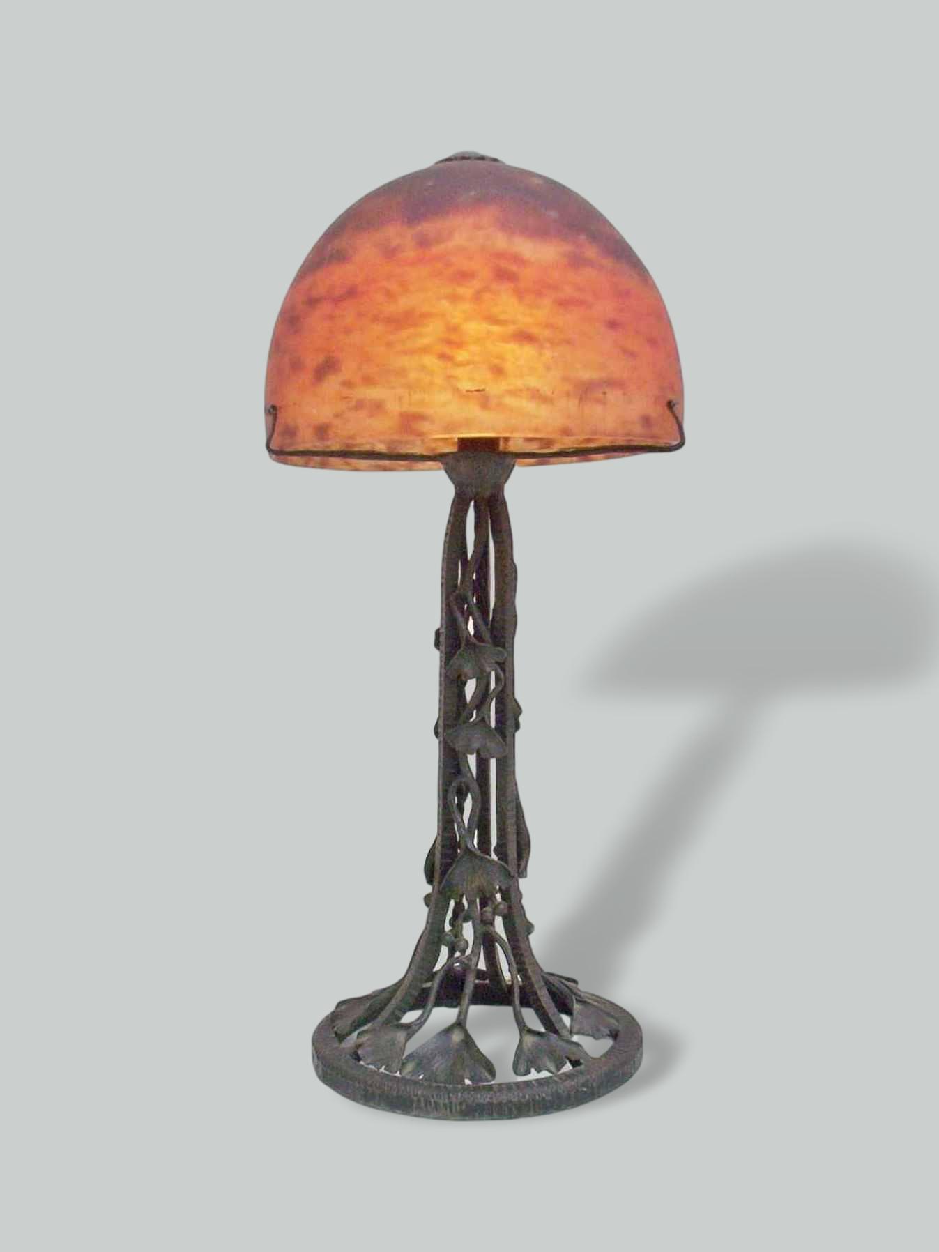 Attributed Barthélémie, Marsailles & Daum Frères, Nancy | Wrought-Iron "Mushroom" Table Lamp | France c.1920