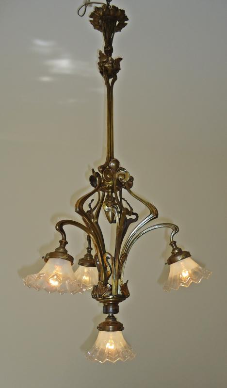 Style of Louis Majorelle | Bronze Art Nouveau Chandelier | France c.1900 | SOLD - Image 3