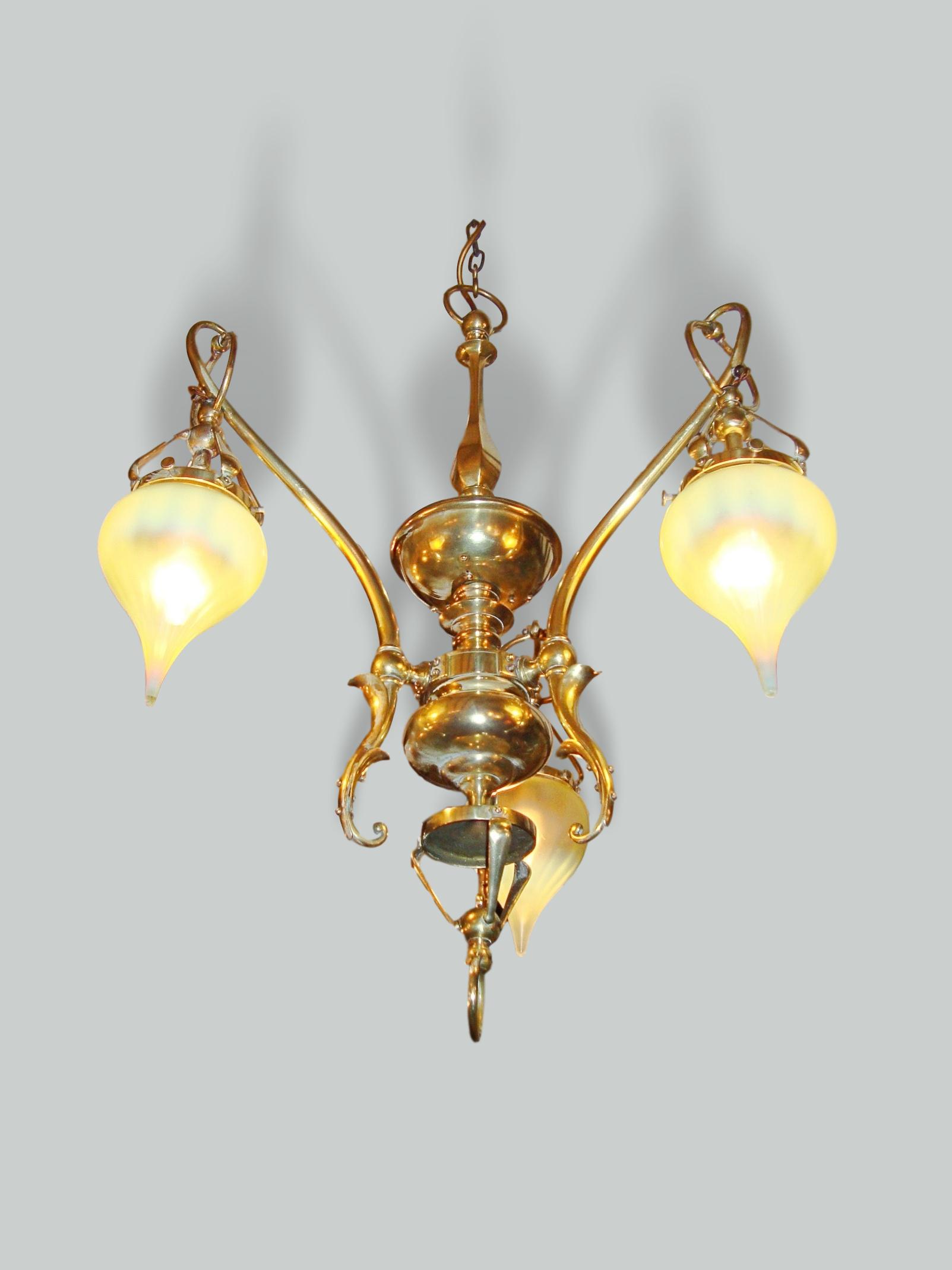 The General Electric Company (G.E.C) | Brass Art Nouveau Chandelier | England c.1905 | SOLD