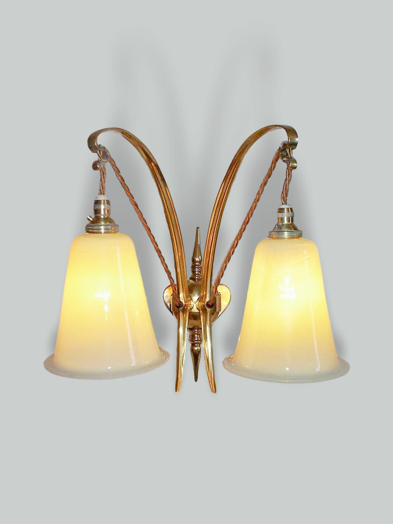 The General Electric Company (G.E.C) | 2 Twin-Arm Art Nouveau Wall Lights | England c.1905 | SOLD